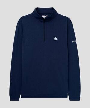 NEW BOAST men's greenwich quarter zip sweatshirt in navy heather
